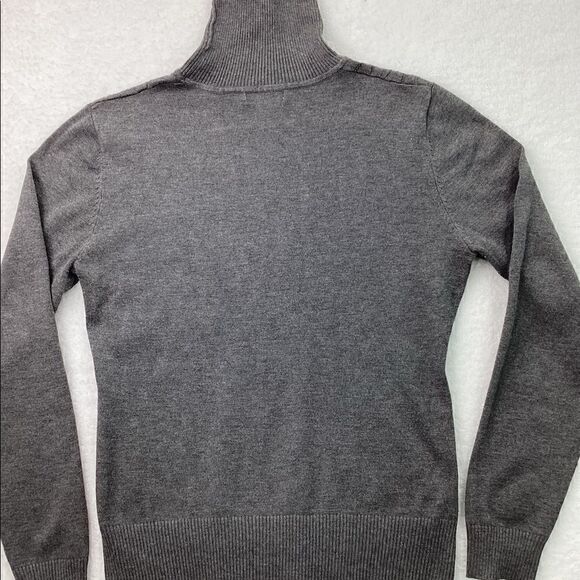 Eclectic Grey High Turtleneck Wavy Pattern Knit Sweater Size Large - Picture 7 of 16